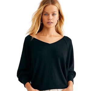 NWT Free People V neck thermal long sleeve tee